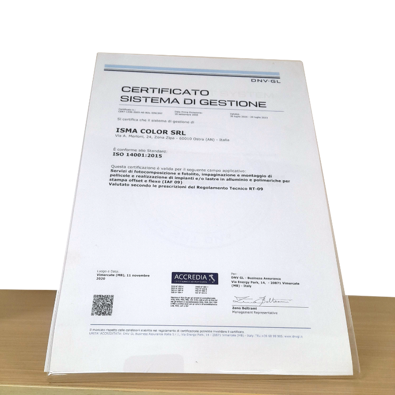 Certificazioni IsmaColor ISO 14001 ambiente